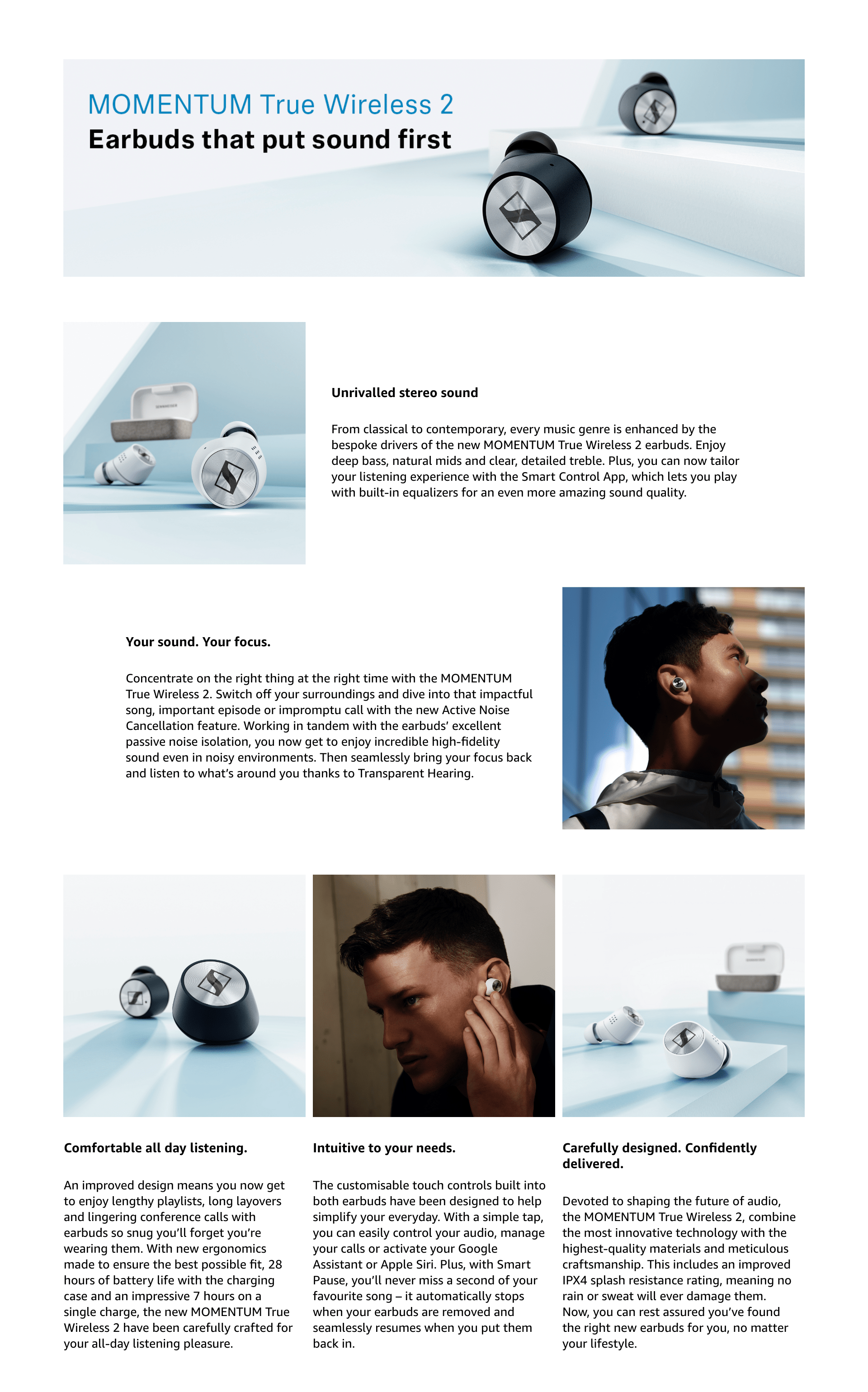 Sennheiser MOMENTUM Earbuds Bluetooth Black Jarir Bookstore KSA